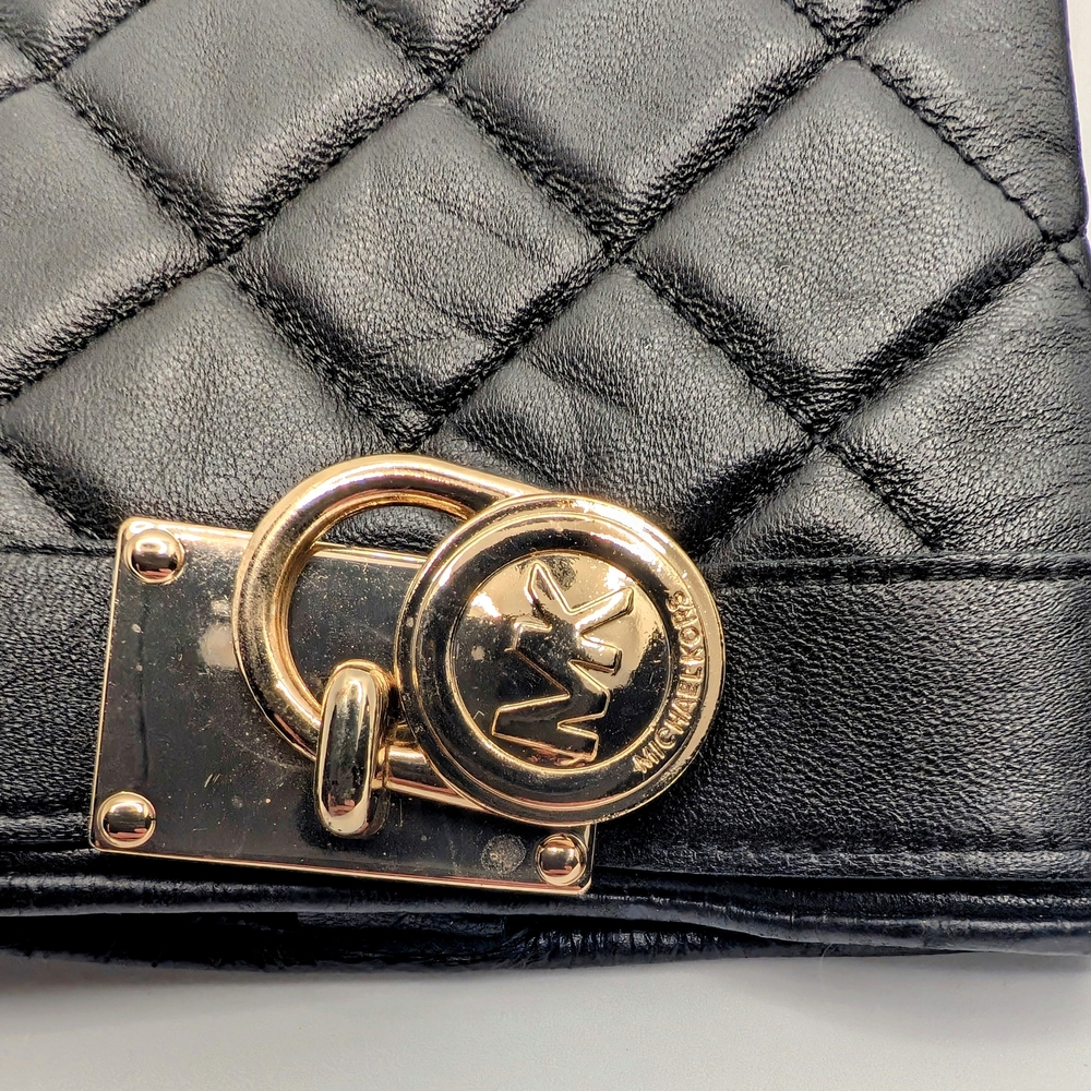 NWOT Michael Kors Black Quilted Leather Gloves - Picture 2 of 4